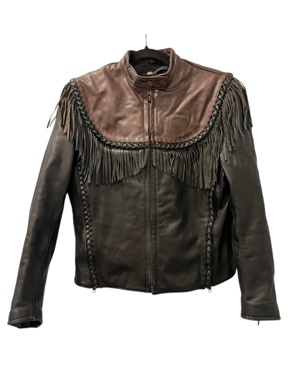 VTG Harley Davidson Willie G Fringe Leather Motorcycle Jacket Womens 38 W/Liner